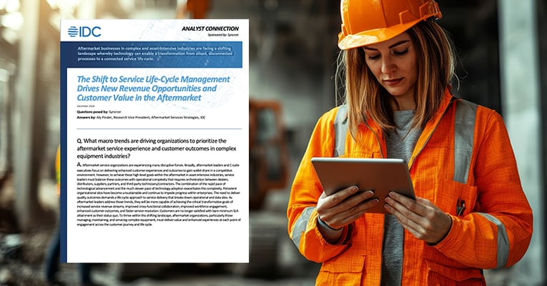 IDC: The Shift to Service Life-Cycle Management Drives New Revenue Opportunities and Customer Value in the Aftermarket