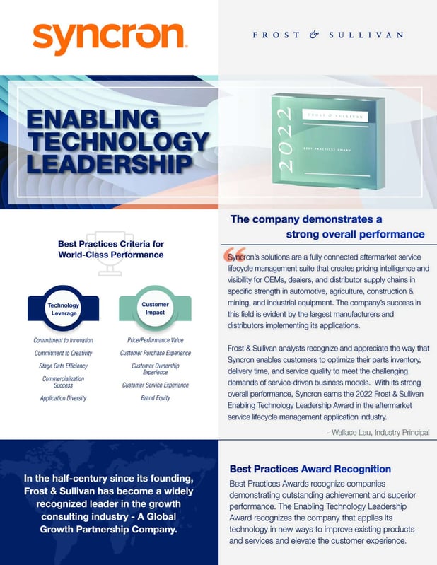 Syncron is recognized as an Enabling Technology Leader
