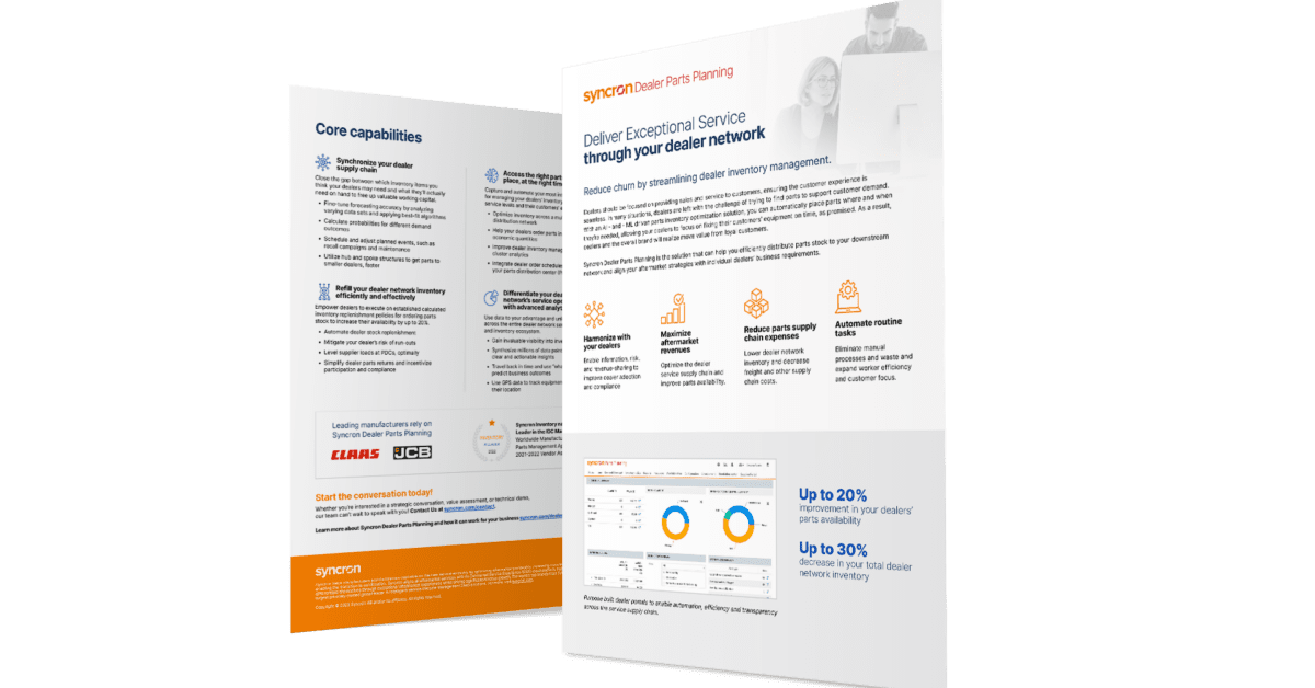 Dealer Parts Planning Product Sheet 3D mockup English