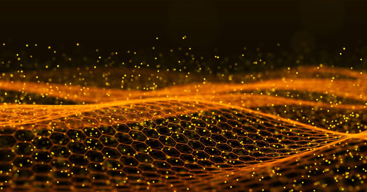 orange hexagon hologram
