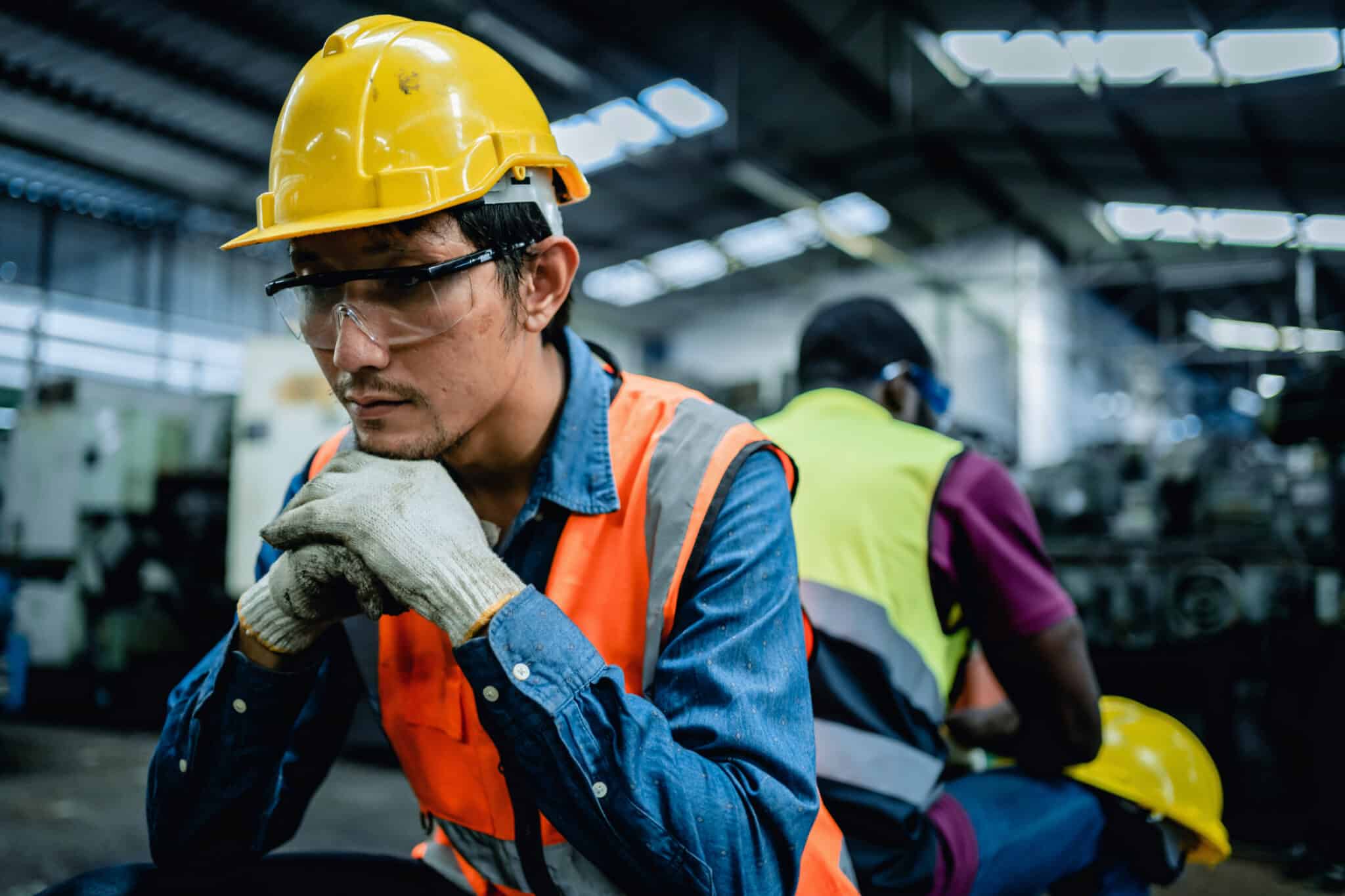 construction workers sitting down