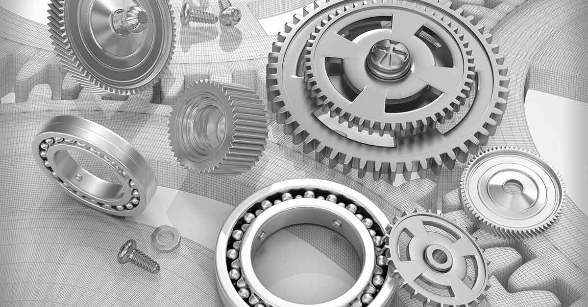 Gears and bearings next o each other