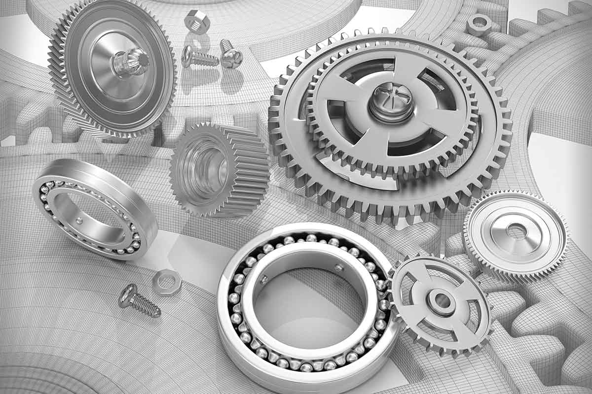 Gears and bearings next o each other