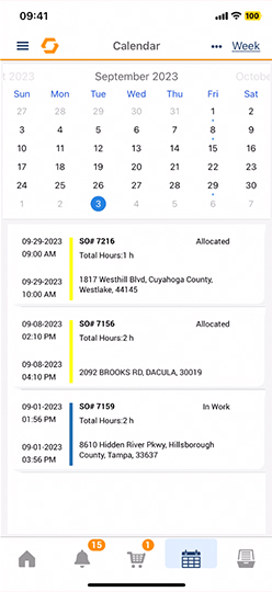 Syncron Field Service mobile scheduling calendar