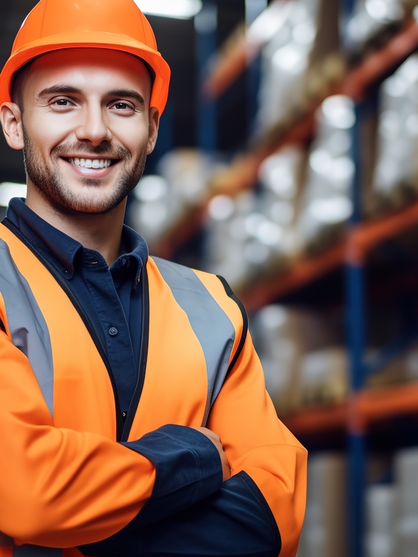 man working in warehouse with inventory