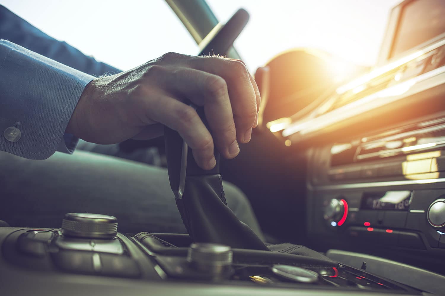 Man driving car