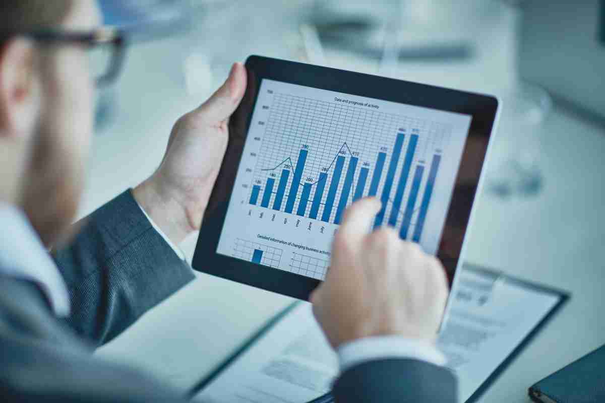 a man checking financial graph