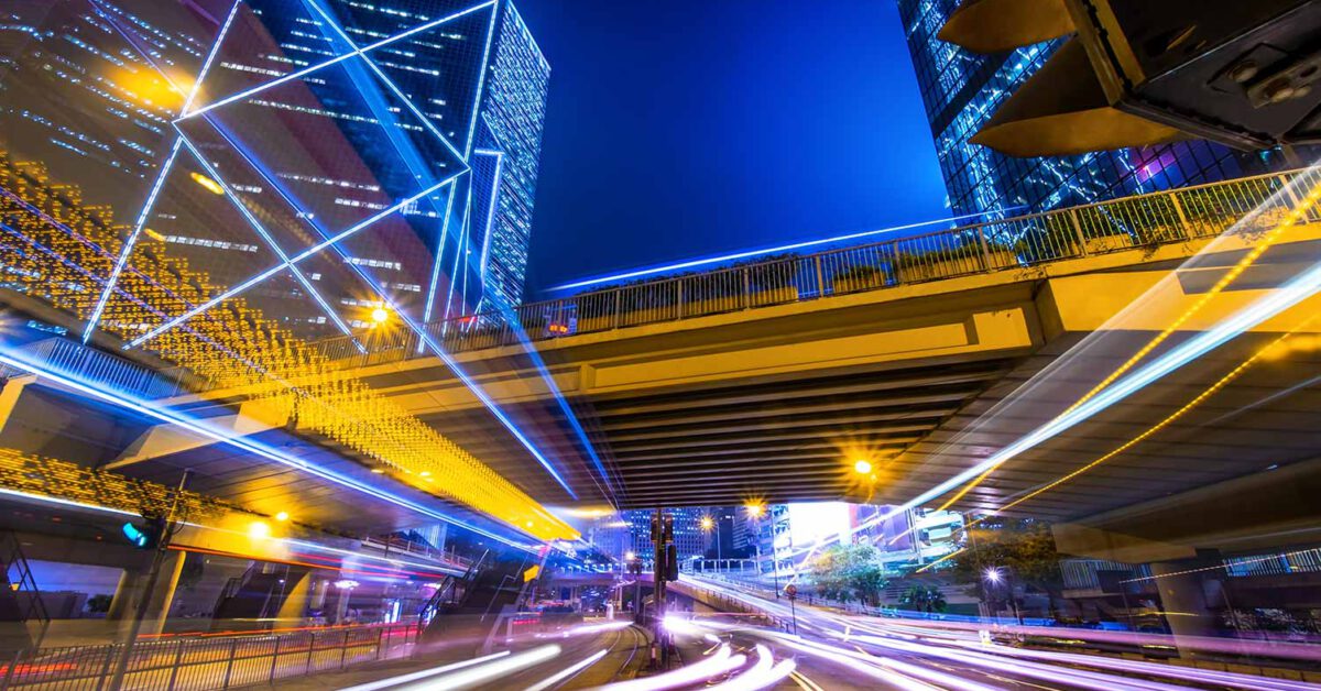 futuristic night cityscape Hong Kong View