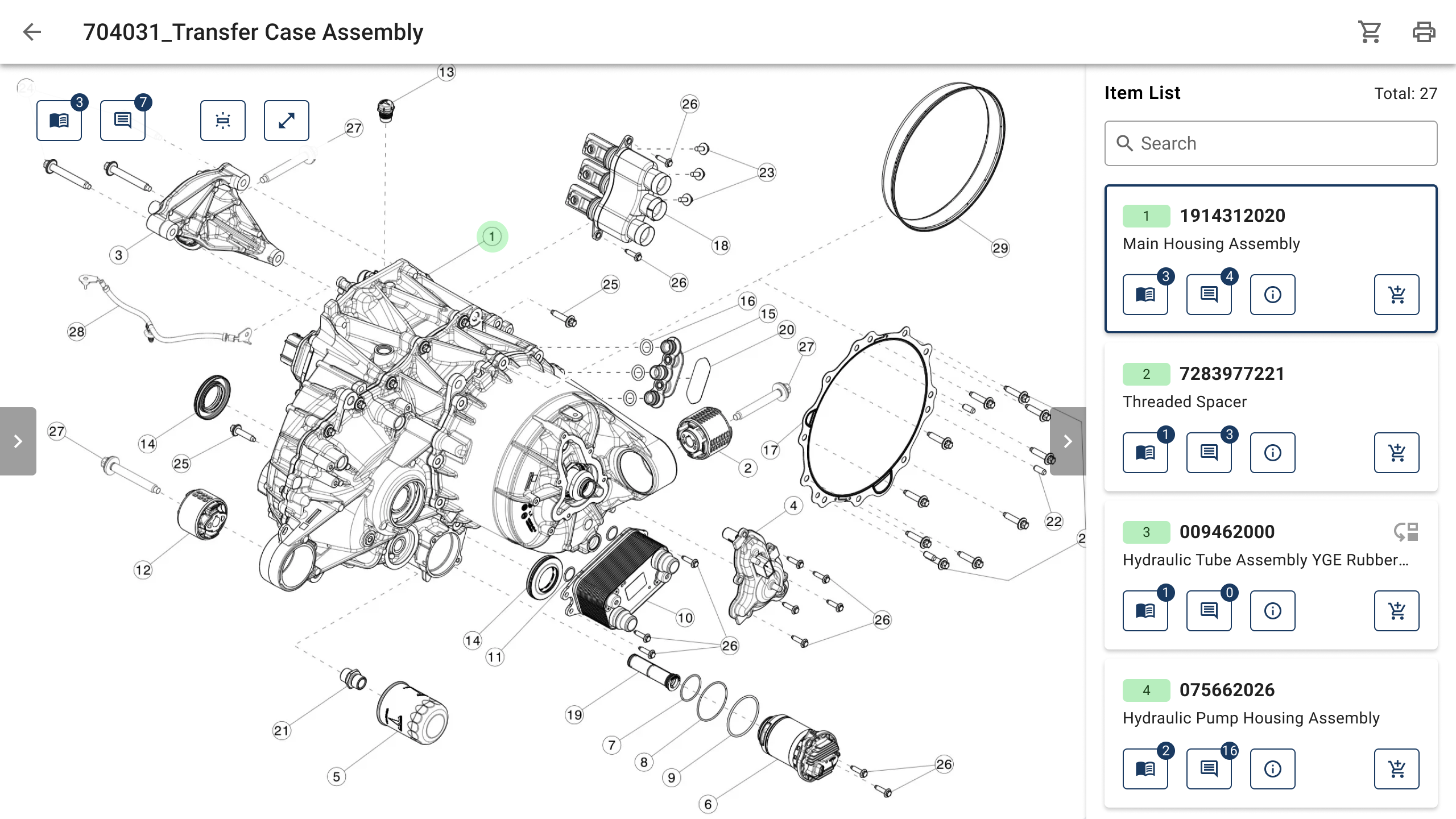 Syncron Parts Catalog with exploded view of assembly