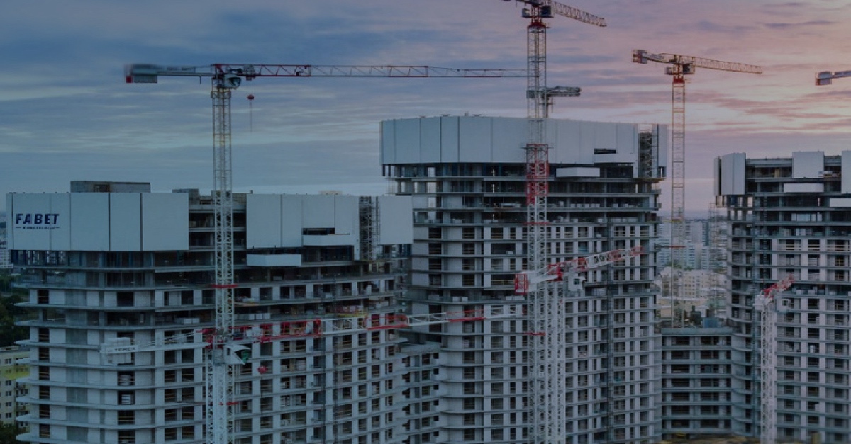 terex buildings with construction cranes