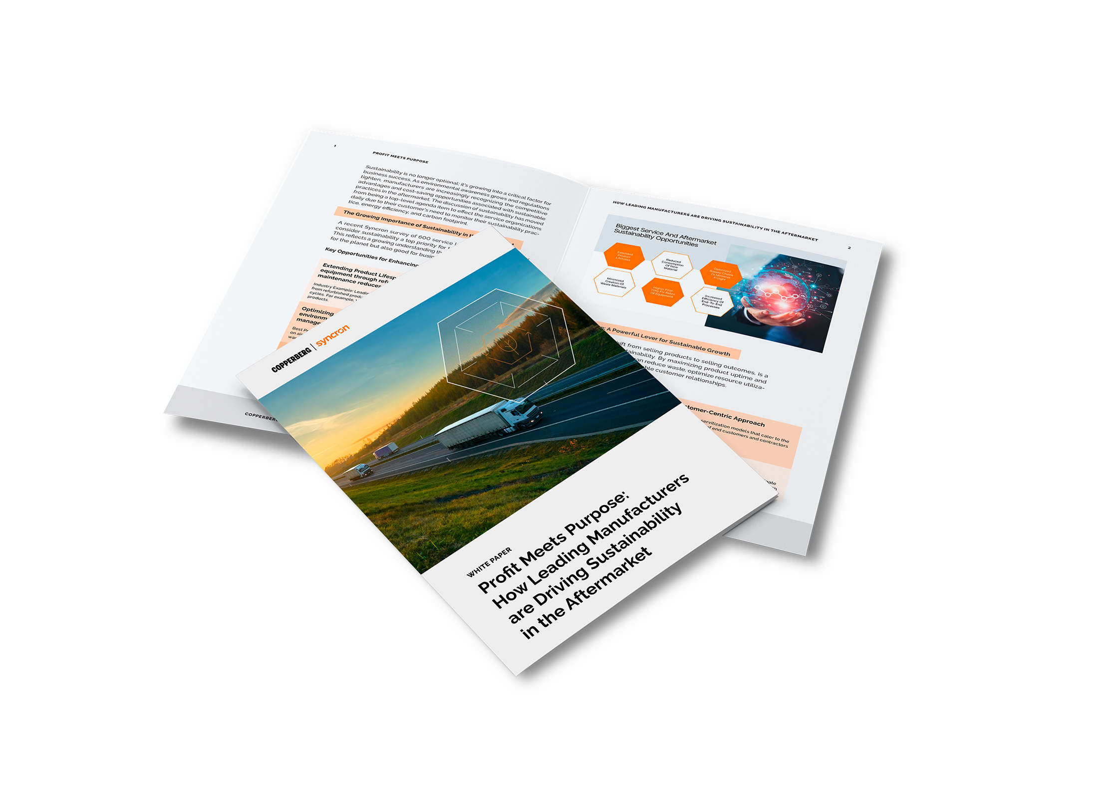 mockup of report profit meets purpose for sustainability in aftermarket